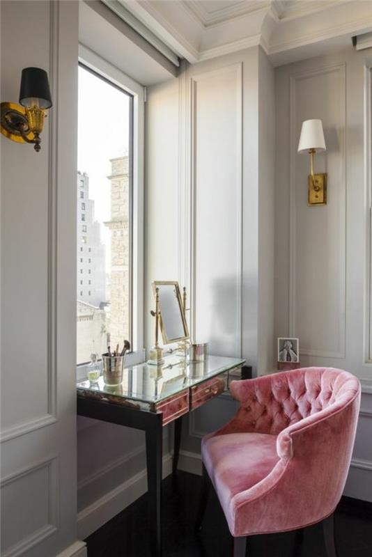 غرفة الكبار شرنقة الوردي كرسي بذراعين مكتب في مرآة مصابيح زجاجية