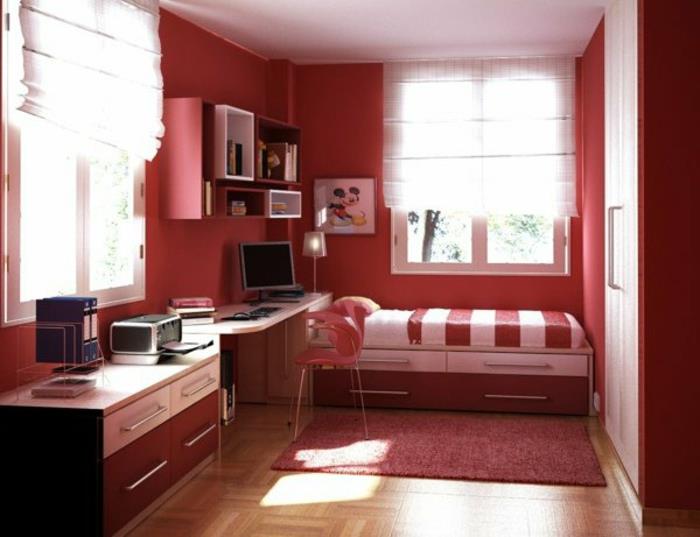 röd-kompakt-stil-tonåring-flicka-rum