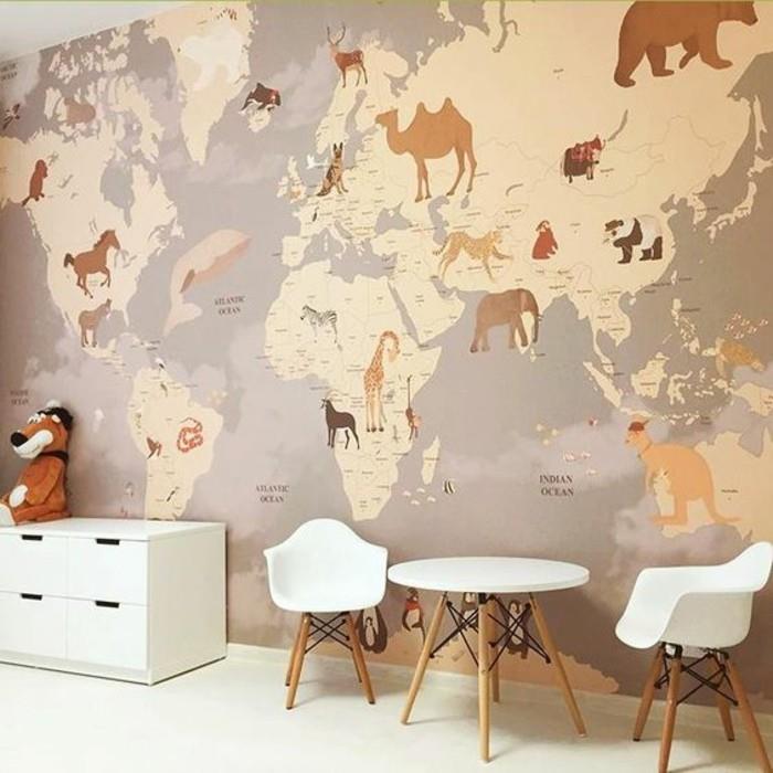 حضانة - ورق حائط - اسكندنافية - تصميم - خريطة العالم