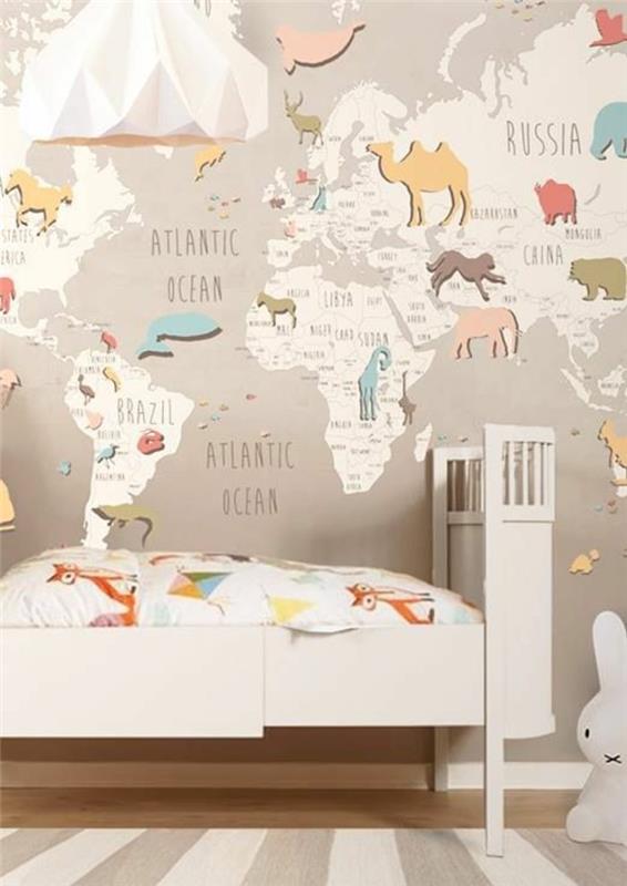 غرف اطفال - سجاد - مخطط - خريطة - عالم - حائط - حيوانات