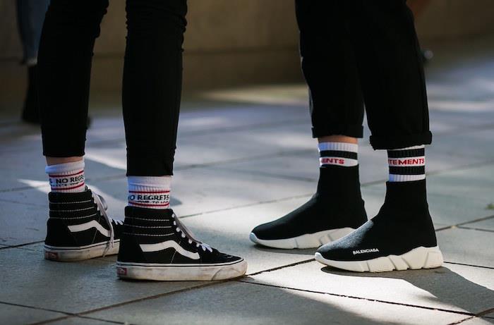 pánske basketbalové topánky leto 2017 s trénerom rýchlosti balenciaga a vans sk8 hi black