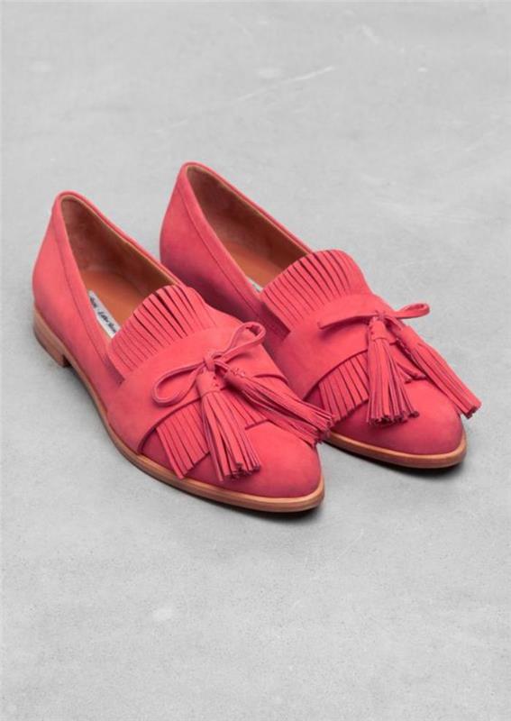 rosa fransade skor