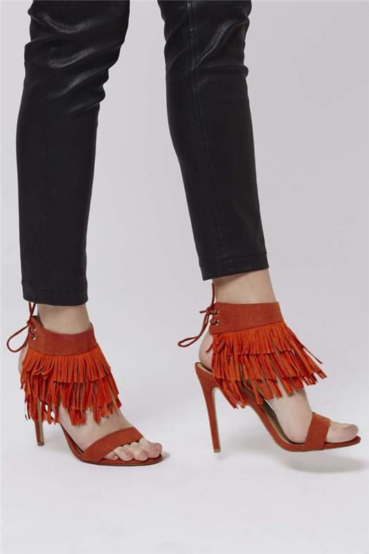 fransade skor-orange-sandaler