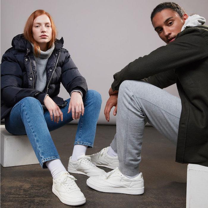 Pánske a dámske tenisky Reebok Club C85 X SNS Premium v ​​bielej koži