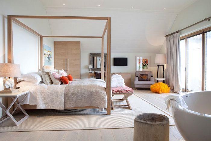 Farba steny farba spálne farba spálňa dobrý sortiment farieb príroda drevená posteľ krásny interiér lux