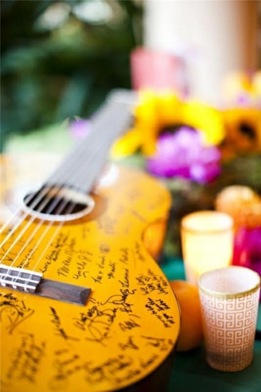Rituálna svadobná kniha hostí ružová a sivá svadba originálny nápad kniha návštev gitara so správami od hostiteľov