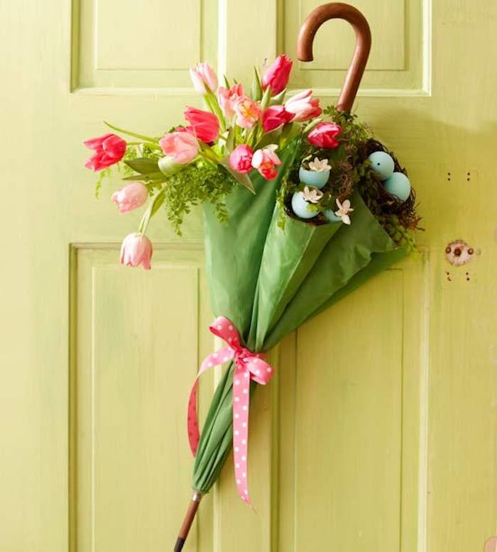 Veľkonočné dekorácie dverí kvety slávnostné veľkonočné dekorácie výzdoba spálne
