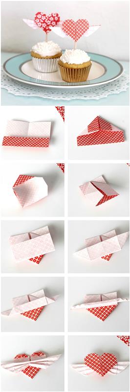 jednoduché origami kutilstvo na Valentína, ako vyrobiť tortu v tvare srdca v tvare origami