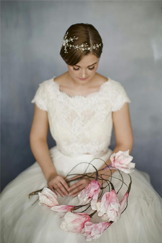 شعر مزين بربطة شعر قصير ، تسريحة زفاف للنساء ، عقال من الزهور الصغيرة مع الزركون ، عروس رومانسية