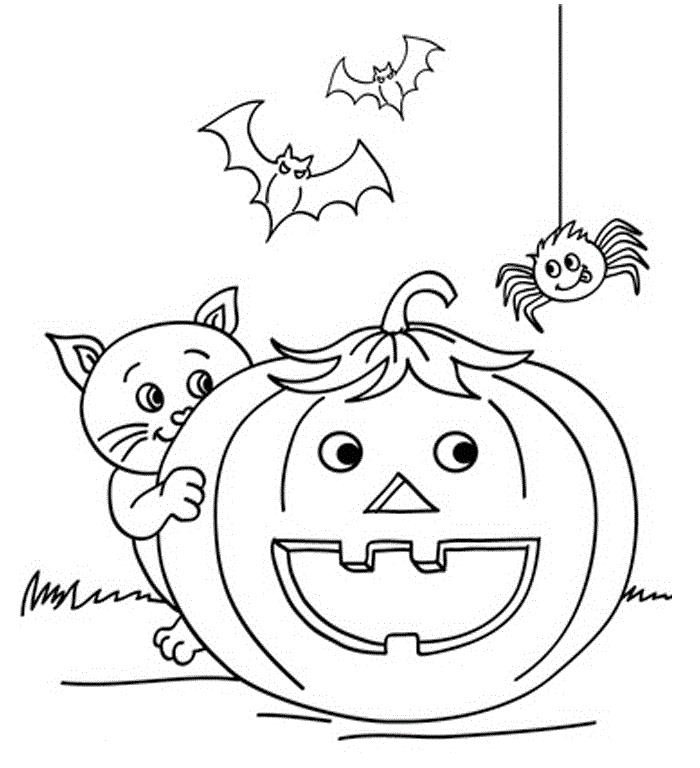 enkel halloween -teckning med söta monster pumpa spindelflaggfärg