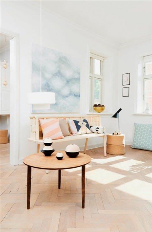 ako skombinovať dobre farby v obývacej izbe s dekoratívnou maľbou obývacia izba s béžovou a bielou obývačkou