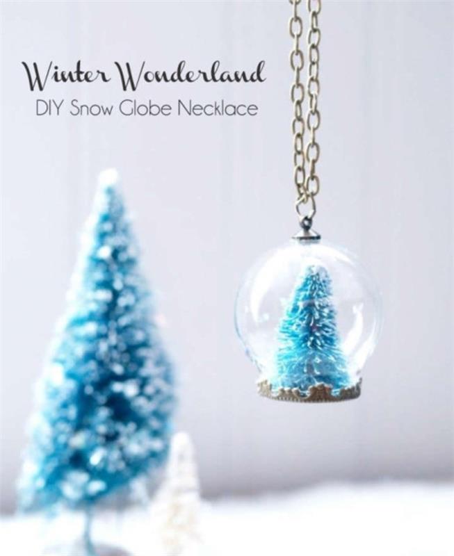 ako vyrobiť závesný snehový glóbus, nápad na originálny náhrdelník, ktorý môžete ponúknuť ako vianočný darček na mieru