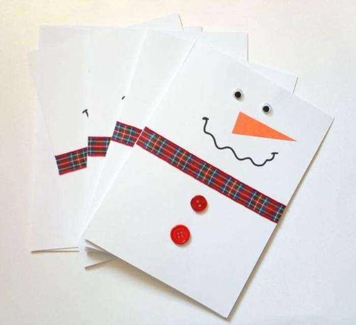 كيفية جعل بطاقة عيد الميلاد الروضة بسهولة فكرة بطاقة ثلج ورقة الزخرفية مع عيون متحركة وشريط الشريط كوشاح