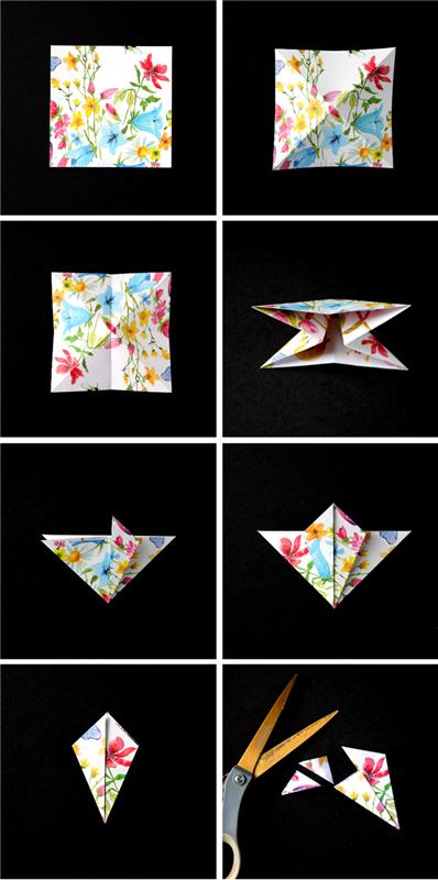 ako vyrobiť origami vianočné ozdoby ako vzácne drahokamy s farebnými vzormi