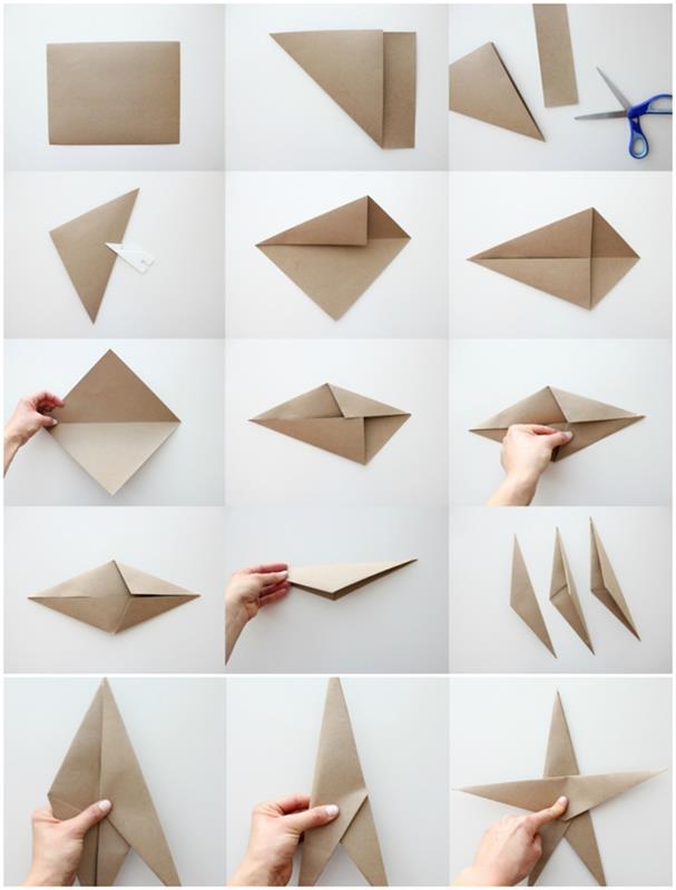 ultra ľahké origami skladanie hviezdy kraftového papiera na výrobu peknej papierovej dekorácie