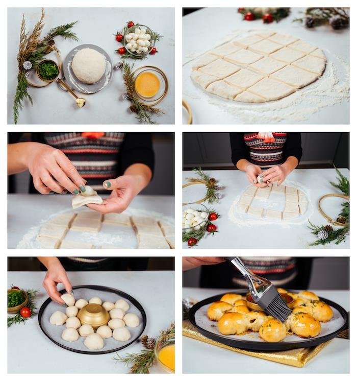 návod na výrobu chleba, o ktorý sa môžete podeliť s priateľmi, ľahký vianočný aperitív na prípravu mini guličiek mozzarelly
