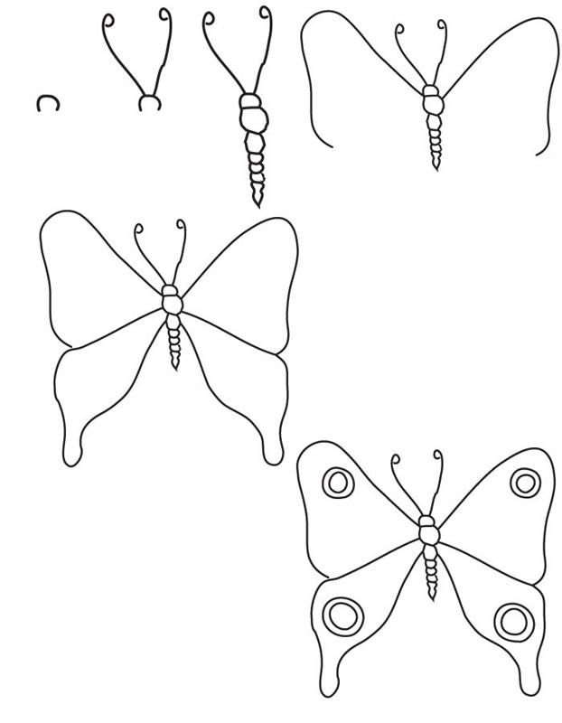 كيفية رسم فراشة ، تعليمات خطوة بخطوة تعليمي بسيط لرسم الفراشة