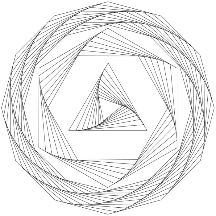 Svartvit ritning geometriska djur idé ritning cirkel spiral
