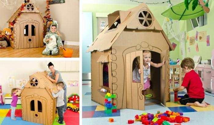 قم ببناء مقصورة من الورق المقوى لأطفالك الديكور الذي صنعه الأطفال بيت لعب لطيف للأطفال