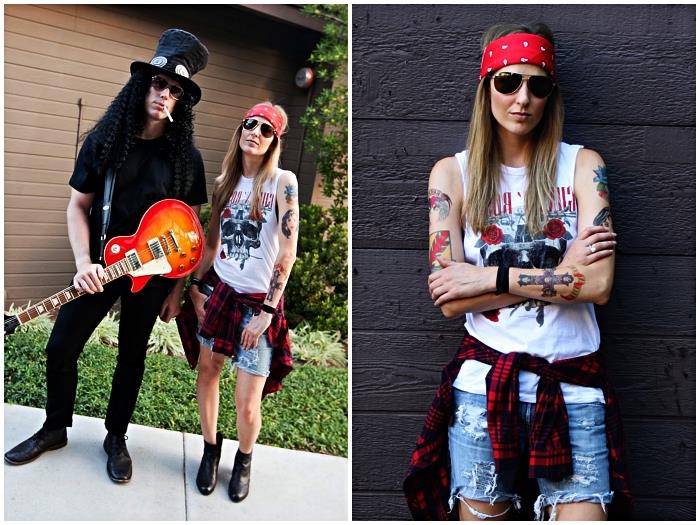 rockový kostým pre ženy a mužov, ružový kostým axel a slash pre páry