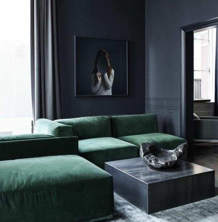 antracitová farba pre vašu dekoráciu do obývačky-šedo-zelené sedacie súpravy-sivý-stolík-zaujímavý stôl
