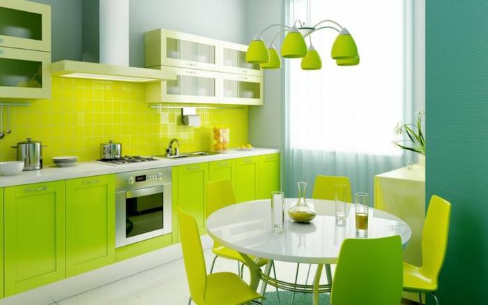 ljusgrön-feng-shui-kök-färg-med-gröna-stolar-gröna-möbler-blå-gröna-väggar