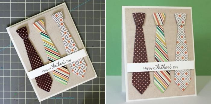 Fars dag gåva idé att göra, DIY kort mall i kartong dekorerad med klippbok papper slips