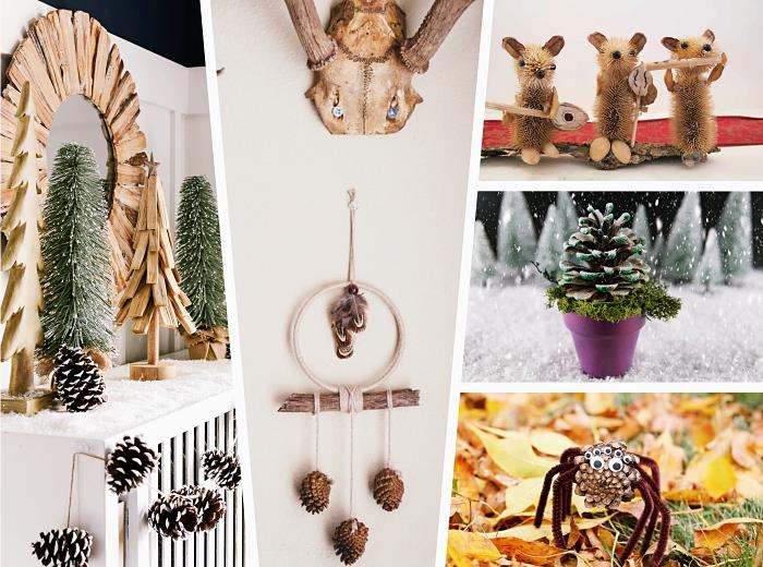 göra en kotte, handgjorda dekorativa föremål med trä- och kottar, DIY djurfigurer gjorda av kottar