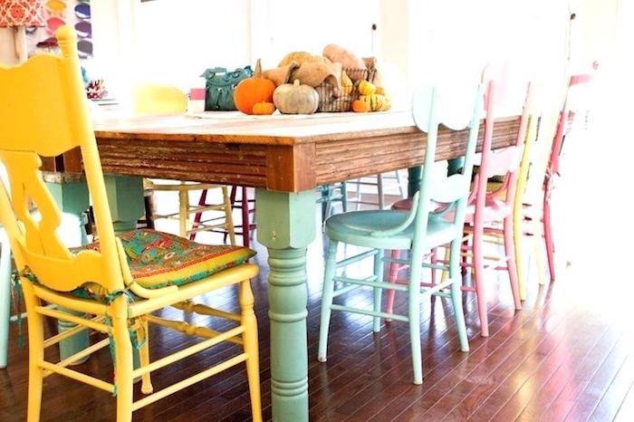 Jedálenská stolička na mieru, farebná maľovaná stolička na nábytok, prerobenie dreveného nábytku, prepracovaný nápad na nábytok