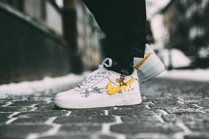 skräddarsy air force 1 par vita sneakers mode anpassade sportskor klistermärken