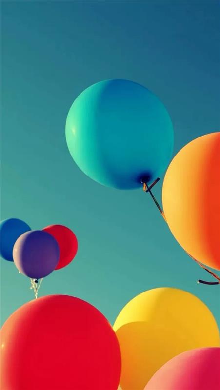 coola iphone bakgrunder, färgglada ballonger, blå himmel