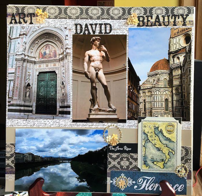 Hur man gör en resedagbok, originalresescrapbookingidé, Florenssemester, scrapbookingsalbumsida