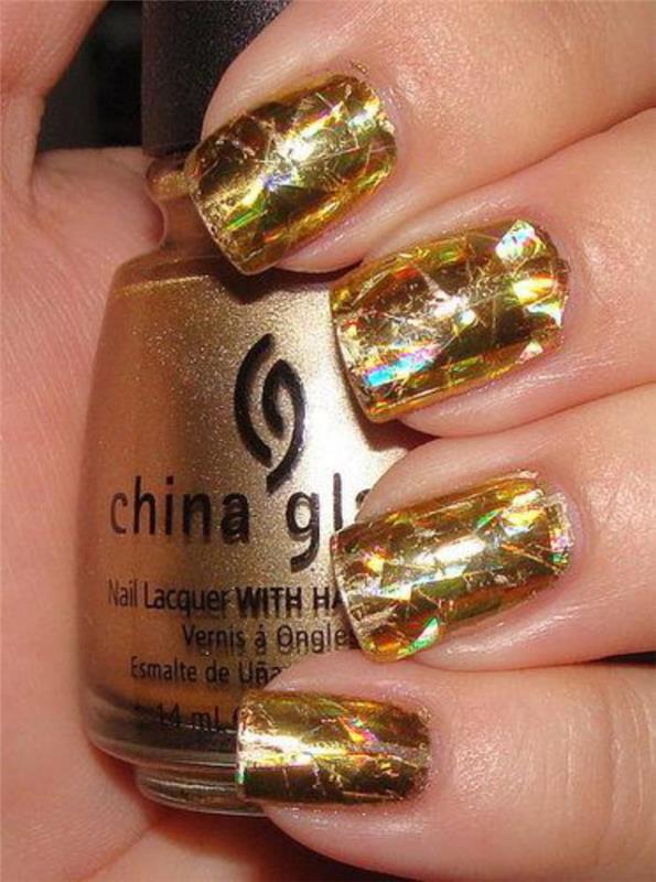 deco-nail-art-nail-lak-holografický-zlatý