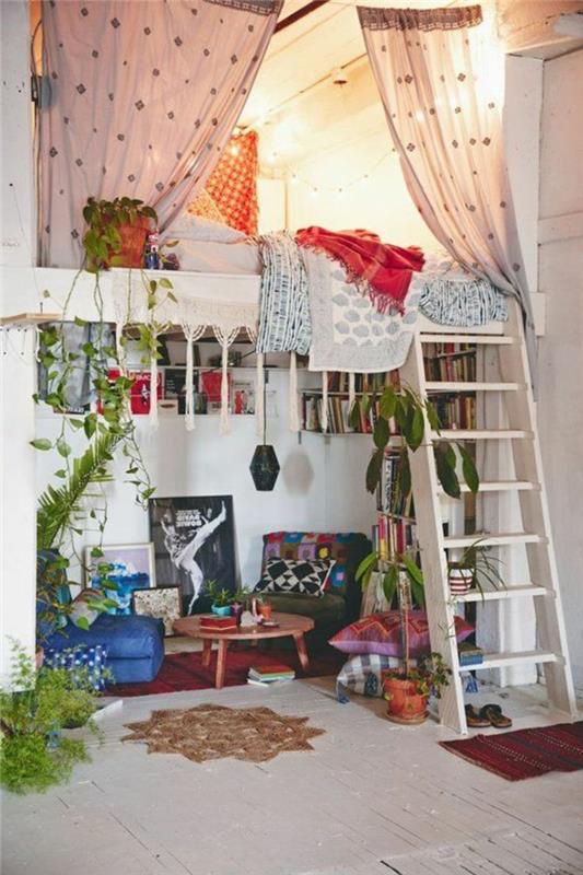 vuxen-sovrum-dekoration-hippe-stil-böcker