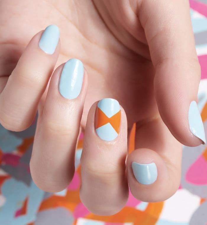 dekorácia nechtového umenia jednoduchá výroba doma trendové farby jarný modrý lak nail art 2021