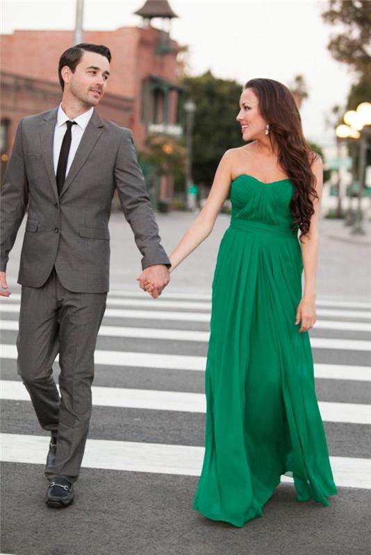 فستان خطوبة فستان خطوبة فكرة إلهام الزوجين حب طويل أخضر فستان سهرة