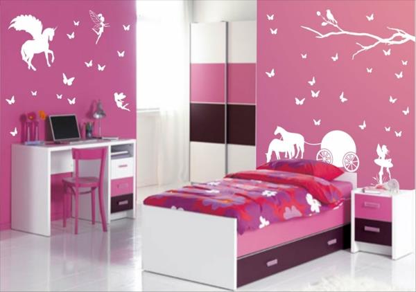 ديكورات غرف نوم باللون الوردي والأبيض