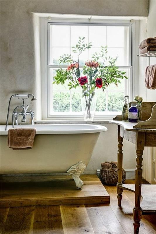ديكور - شرنقة - زهور - مزهرية - حوض استحمام - منشفة - نافذة - سلة قش