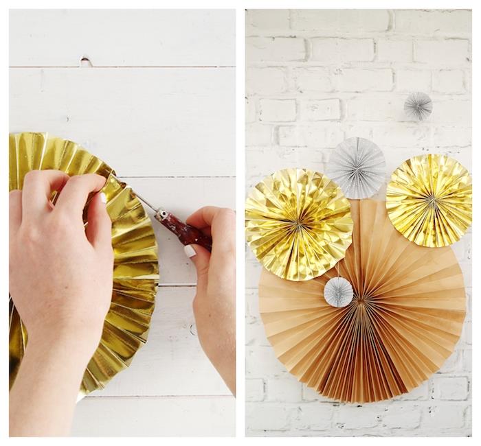 enkel och snabb nyårsdekoration, DIY pappersfläkt, dragspel vikpapper