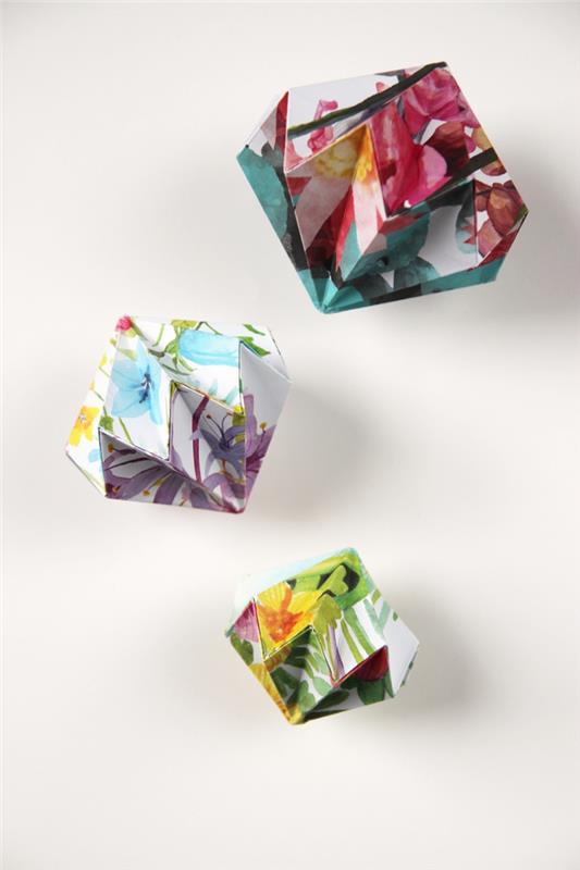ako vyrobiť vzácne drahokamy origami z viacfarebného papiera na slávnostnú výzdobu plnú sviežosti