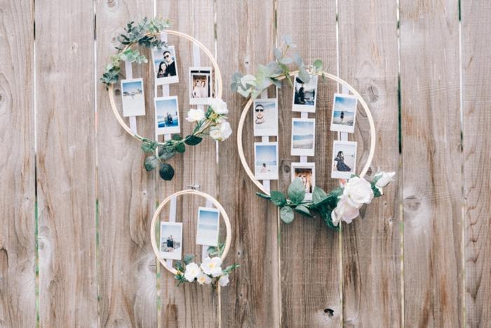 صور فورية لتزيين الزفاف في إطار خشبي دائري وزهور ، وحامل للصور على الحائط ، وقلب في الصورة ، ويشعر بالرضا في ديكور غرفتك