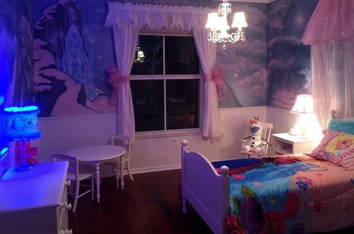 Obliečka na mrazenú prikrývku, detská izba so stenami zdobená dizajnovou tapetou Frozen
