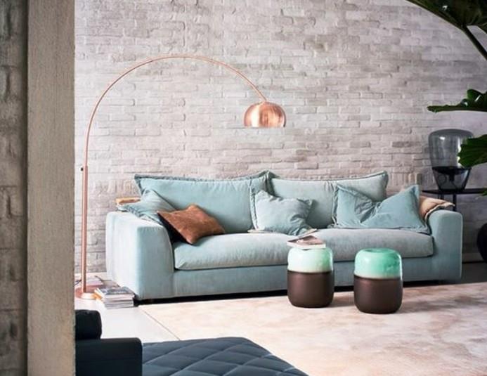 deco-living-grey-brick-wall-grey-sofa-light-blue-design-lighting-and-pretty-green-plants