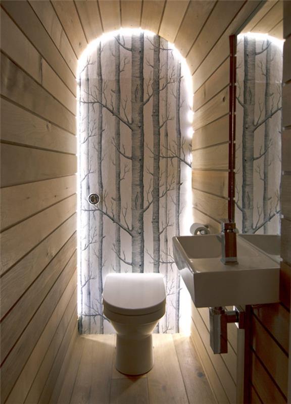 Pôvodný drevený wc deco múr stromy les