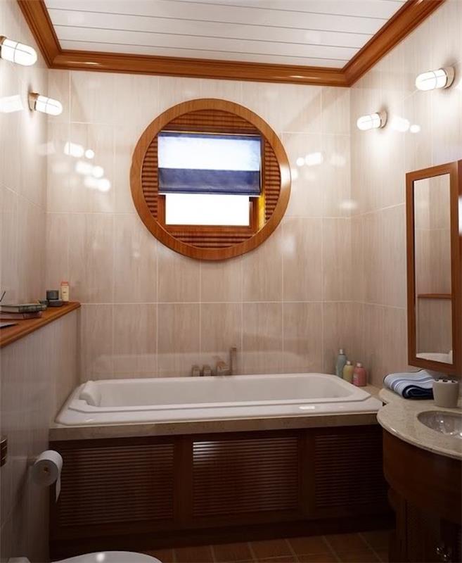 litet badrumsdekoration med badkar 5m2 deco boat porthole