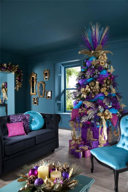 unikátna-dekorácia-vianočný stromček-purpurová
