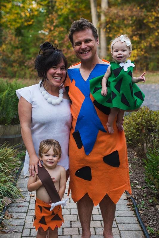 flintstone rodinný kostým domáce kroje domáce šaty biele šaty s golierom a drdolom