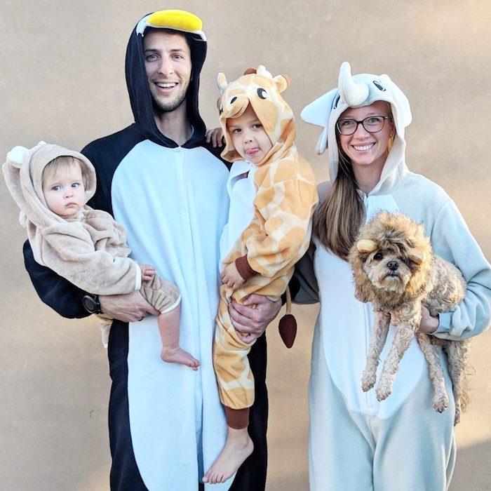 zábavný kostým pre rodinu ako zvieratá, jednorožce, žirafa a kostýmy tučniaka na objednávku