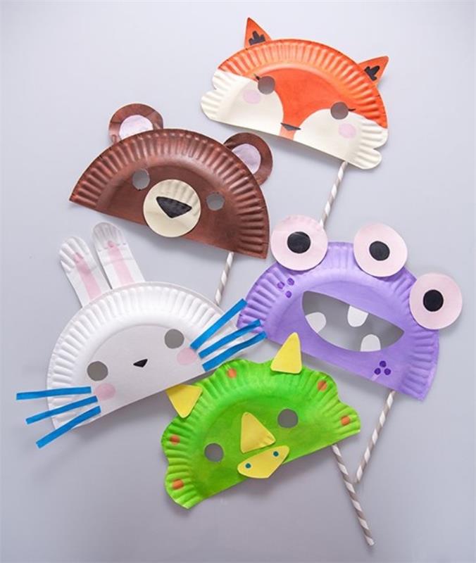 papierová tanierová maska ​​pre zvieratá, líška, králik, kura, netvor, medvedica, papierové črty tváre, ľahké detské remeslo