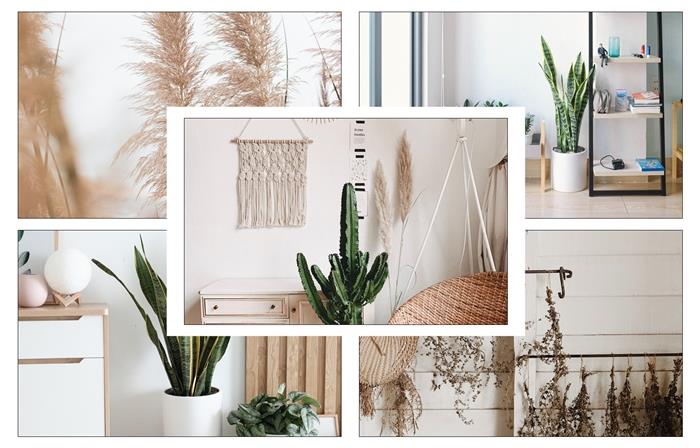 interiérový dizajn zemité farby prírodné vlákno macrame prívesok svetlo boho chic minimalistický štýl ozdobí vašu obývačku na leto